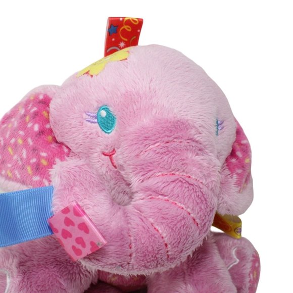 Taggies Pink Elephant Plush Rattle Toy 10" Cuddly Soft Lovey Tag N Play Pal - Picture 3 of 8